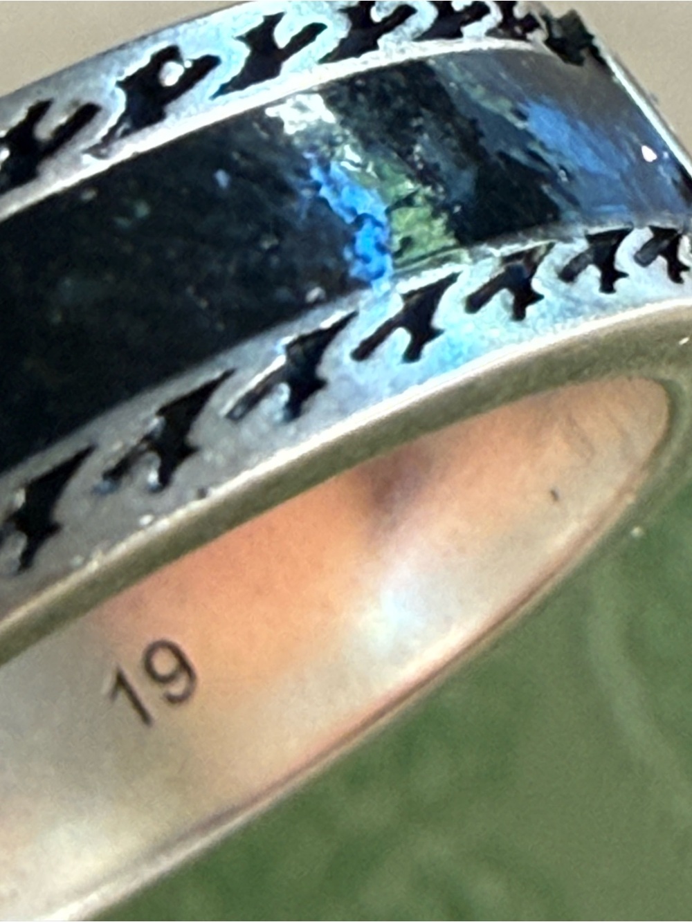 NWT GUCCI INTERLOCKING G RING STERLING SILVER BLACK ENAMEL DESIGNER SIZE: 19 - Picture 7 of 12